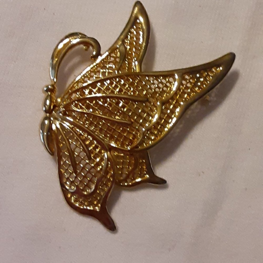 Gold-toned Butterfly Brooch